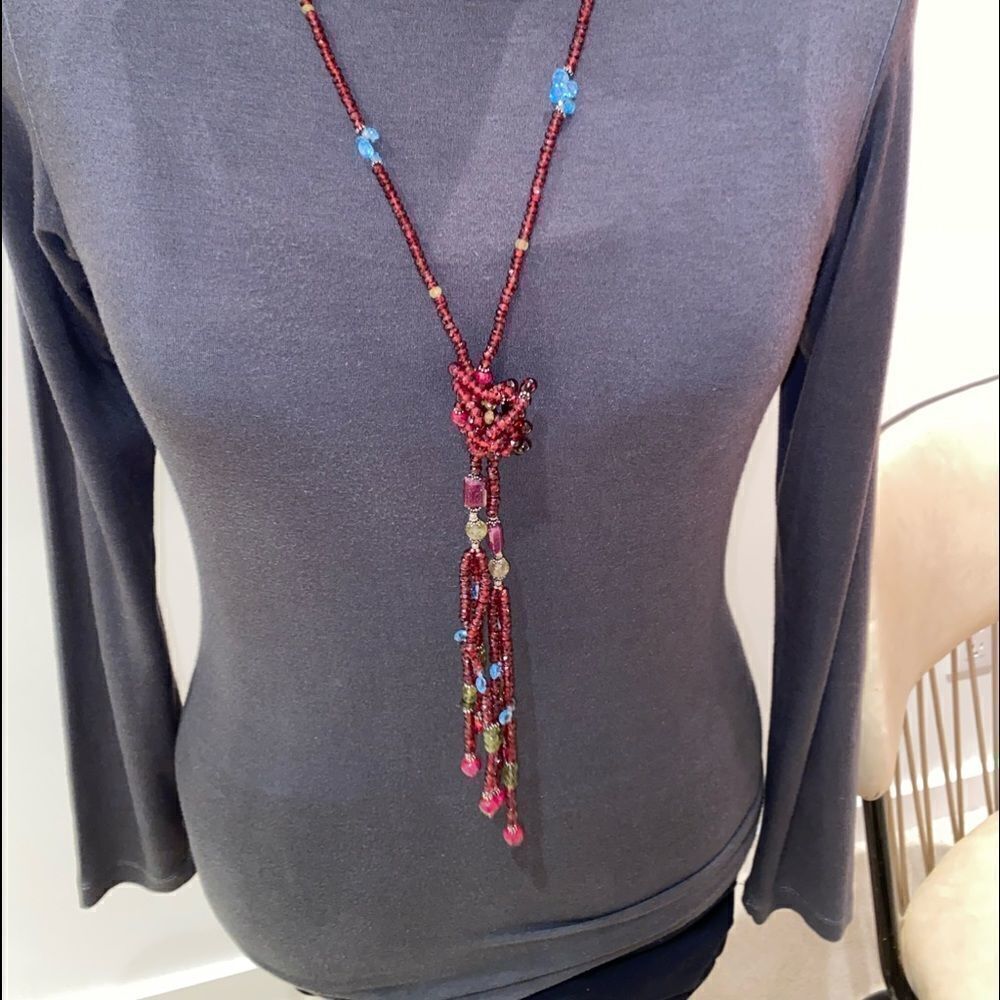 Beaded crystal necklace with matching earrings